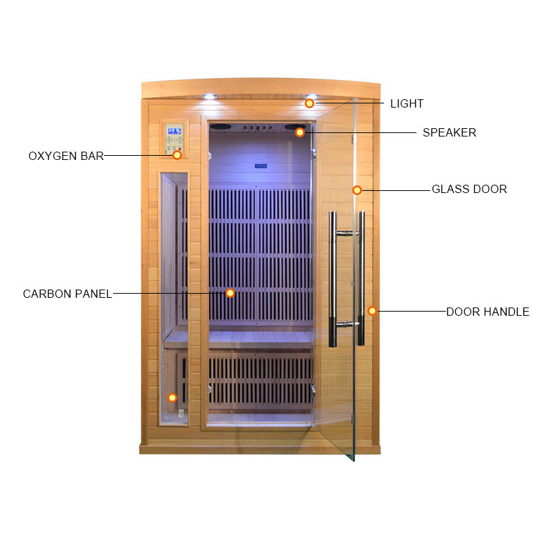Popular Family Indoor Solid Wood Carbon Panel Heater Far Infrared Sauna Room for 2 Person