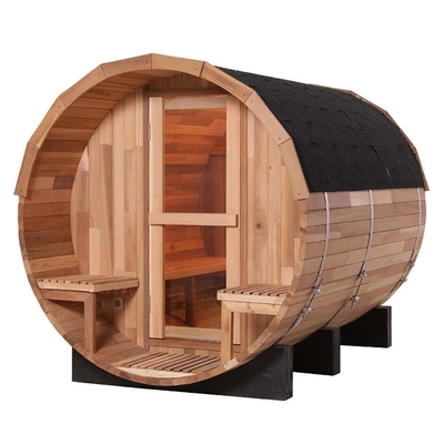 Traditional Canadian Red Cedar Solid Wood Barrel Sauna Rooms Outdoor Wet Steam