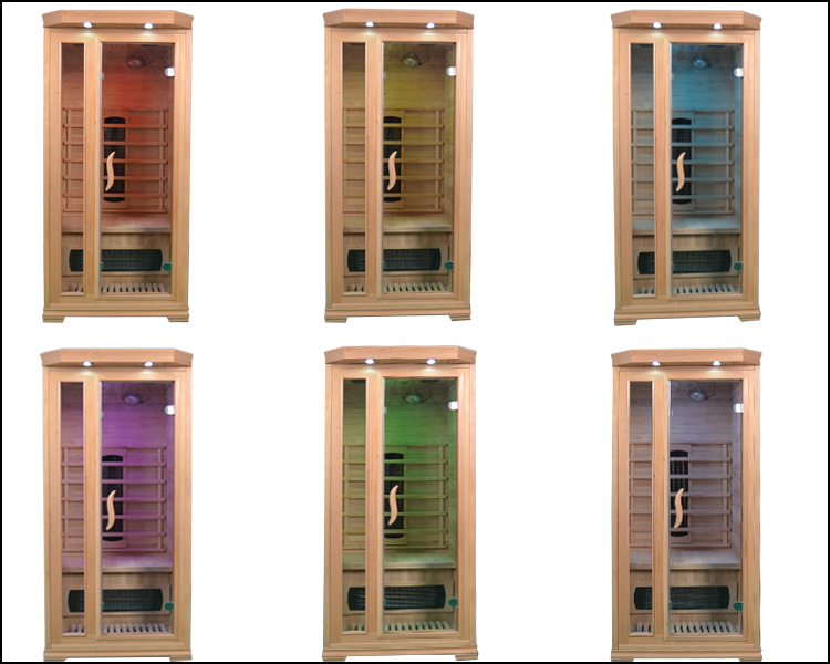 Luxury Ceramic Heaters Far Infrared Sauna 1 Person Hemlock Wooden Sauna Room
